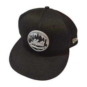 New York Mets New Era 59Fifty Fitted Cap Hat 7 1/4 Black Excellent Condition